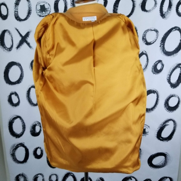 -Vintage 90s Express Gold Mustard Pea coat Jacket - Picture 7 of 8